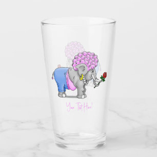 Romantischer Valentinstag-Elefant Glas