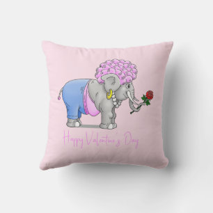 Romantischer Valentinstag-Elefant Kissen
