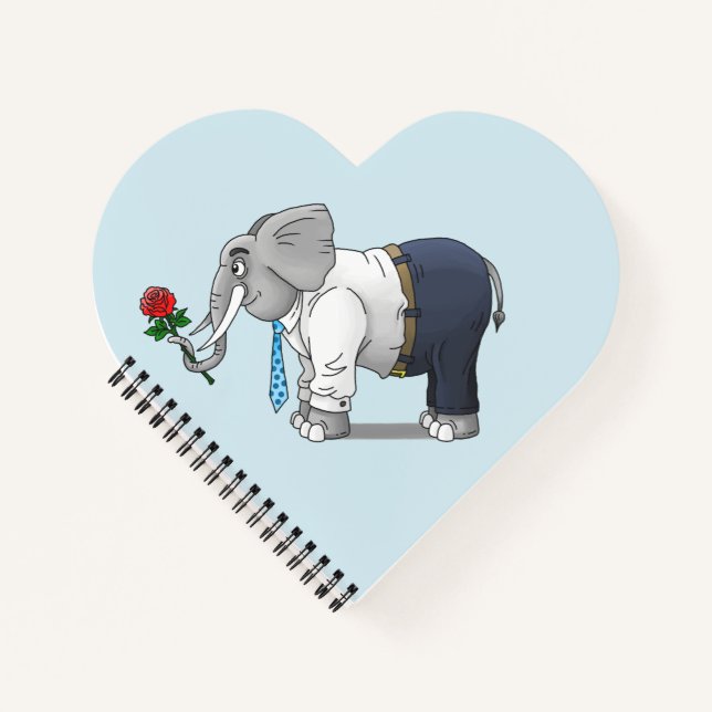 Romantischer Valentinstag Elephant Notizbuch (Vorderseite)