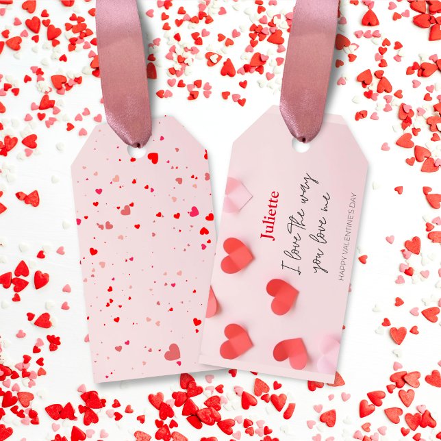 Romantischer Valentinstag zwischen Rosa und Rotem  Geschenkanhänger (Romantic Pink and Red Heart Valentine's Day Gift Tags)