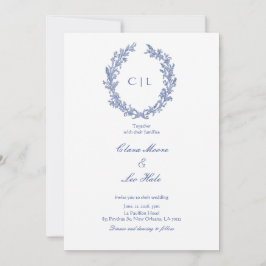Romantischer verstaubter blauer Blumenkranz Hochze Einladung