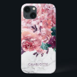 Romantischer Vintag rosa Wasserfarben Blumenmarmor Case-Mate iPhone Hülle<br><div class="desc">Romantische Vintag rosa Aquarellfarben Personalisierte Handybox mit floralen Marmor mit zarten und schicken Blüten in Rosa, Pflaume und Grün. Fügen Sie Ihren Namen, um das Aussehen anpassen!</div>