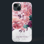 Romantischer Vintag rosa Wasserfarben Blumenmarmor Case-Mate iPhone Hülle<br><div class="desc">Romantische Vintag rosa Aquarellfarben Personalisierte Handybox mit floralen Marmor mit zarten und schicken Blüten in Rosa,  Pflaume und Grün. Fügen Sie Ihren Namen,  um das Aussehen anpassen!</div>