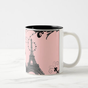 Romantischer Vintage-Eiffelturm Paris Hochzeit Zweifarbige Tasse
