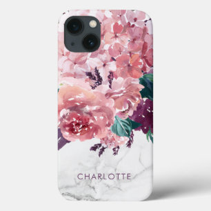 Romantischer Vintage-Rosa-Wasserfarben-Blumenmarmo Case-Mate iPhone Hülle