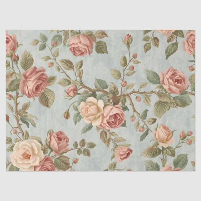 Romantischer Vintage-Rosengarten Seidenpapier (Vorderseite)