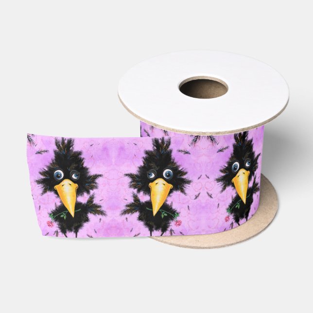 Romantischer Vogel mit Blumen Funny Ribbon Satinband (Spule)