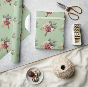 Romantischer Wasserfarben-Brautstrauß Geschenkpapier