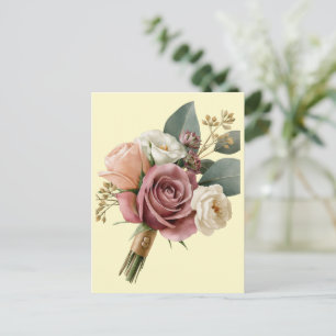 Romantischer Wasserfarben-Brautstrauß Postkarte