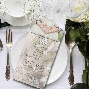 Romantischer Wasserfarbenstil Weißes Creme-Rosen-F All In One Einladung