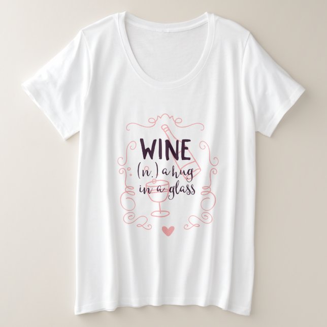 Romantischer Wein ist ein Schluck in einem Glas Große Größe T-Shirt (Design vorne)