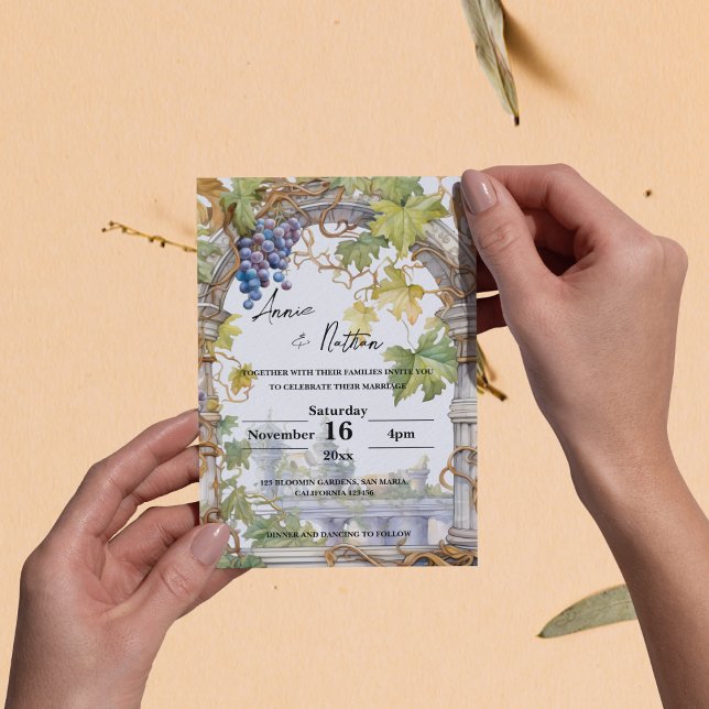 Romantischer Weinberg Einladung Postkarte (Grapevine Romantic Vineyard Wedding Invitation Postcard)