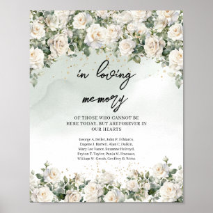 Romantischer weißer Rosengrün In liebevoller Erinn Poster