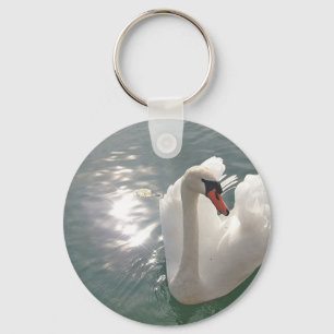 Romantischer weisser Schwan Schlüsselanhänger