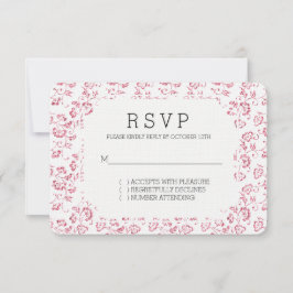Romantischer Weißrosa Glitzer Bloral Wedding RSVP Karte