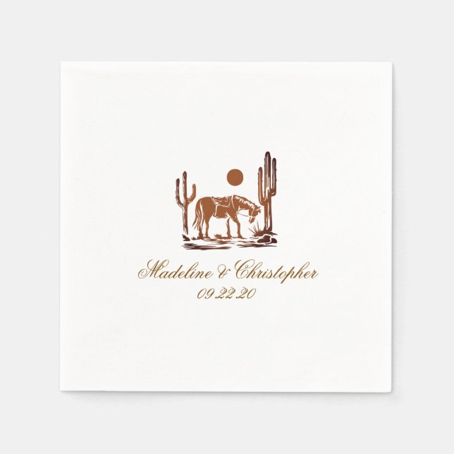 Romantischer Western Dark Brown Wedding Serviette (Vorderseite)