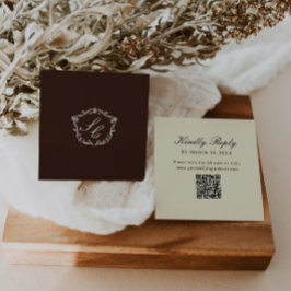 Romantischer westlicher Monogramm-Hochzeits-QR-Cod Begleitkarte