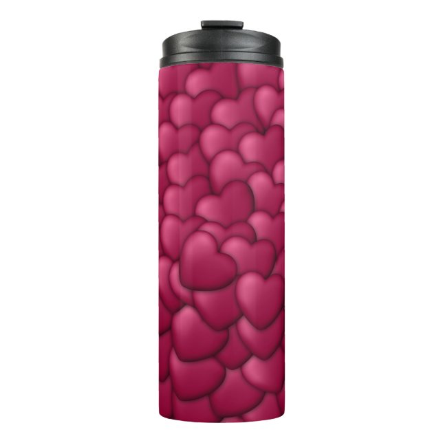 Romantisches 3D-Rot-Herzen-Muster-32322 Thermosbecher (Vorderseite)