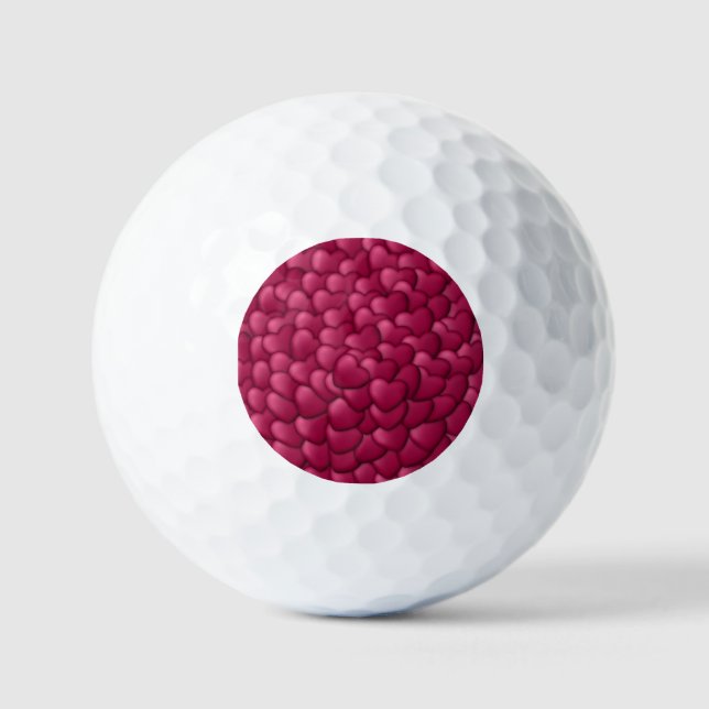 Romantisches 3D-Rotherzmuster-32322 Golfball (Vorderseite)