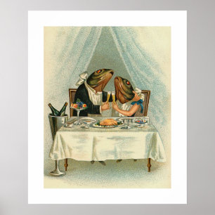 "Romantisches Abendessen für Frösche" Poster