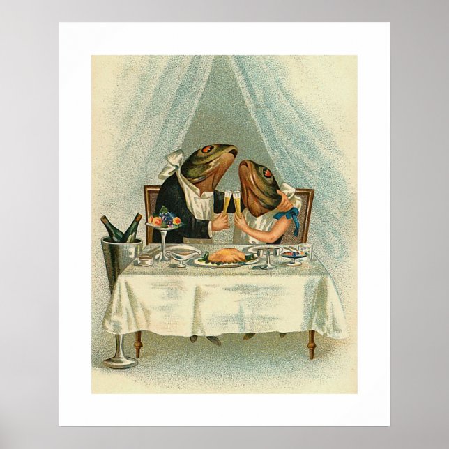"Romantisches Abendessen für Frösche" Poster (Vorne)