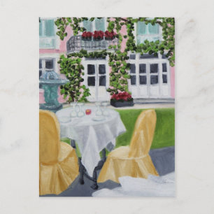 Romantisches Abendessen in Frankreich Postkarte