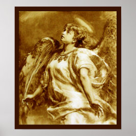 ROMANTISCHES ANGEL MIT FEATHER IN BROWN SEPIA, WEI POSTER