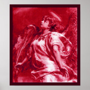 ROMANTISCHES ANGEL MIT FEATHER IN PINK FUCHSIA WEI POSTER