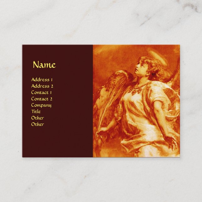 ROMANTISCHES ANGEL MIT GEFÜHL IN GOLDORANGE, BROWN VISITENKARTE (Vorderseite)