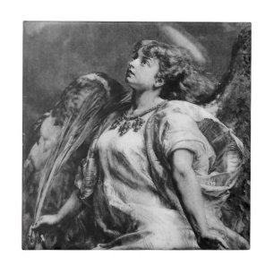 ROMANTISCHES ANGEL MIT GEFÜHL IN SCHWARZ UND WEISS FLIESE