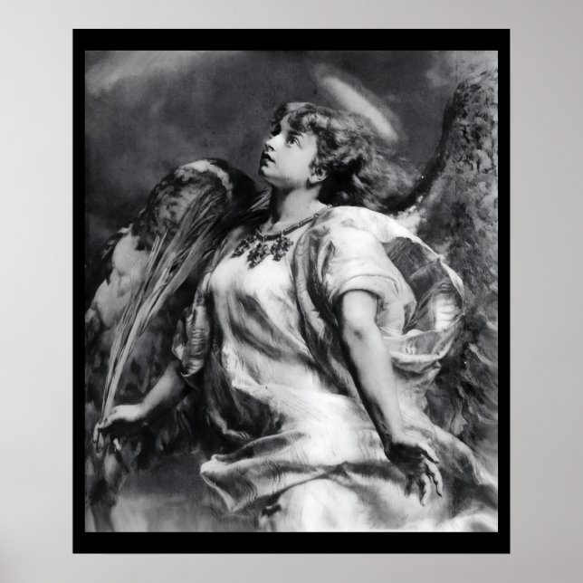 ROMANTISCHES ANGEL MIT GEFÜHL IN SCHWARZ UND WEISS POSTER (Vorne)