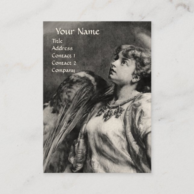 ROMANTISCHES ANGEL MIT GEFÜHL IN SCHWARZ UND WEISS VISITENKARTE (Vorderseite)
