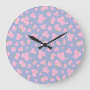 Romantisches Antiquitäten-Rosen-Design Große Wanduhr