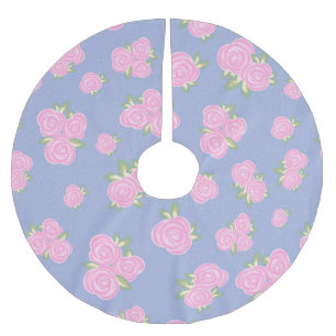 Romantisches Antiquitäten-Rosendesign Polyester Weihnachtsbaumdecke