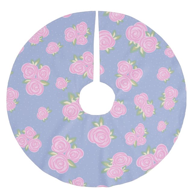 Romantisches Antiquitäten-Rosendesign Polyester Weihnachtsbaumdecke (Vorderseite)