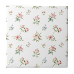 Romantisches Aquarell-Rosenmuster in Rosa Fliese