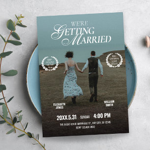 Romantisches ästhetisches Filmplakat Foto Hochzeit Einladung