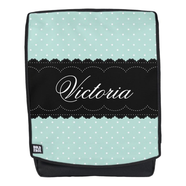 Romantisches blassblaues Polka Dot Muster Personal Rucksack (Vorderseite)