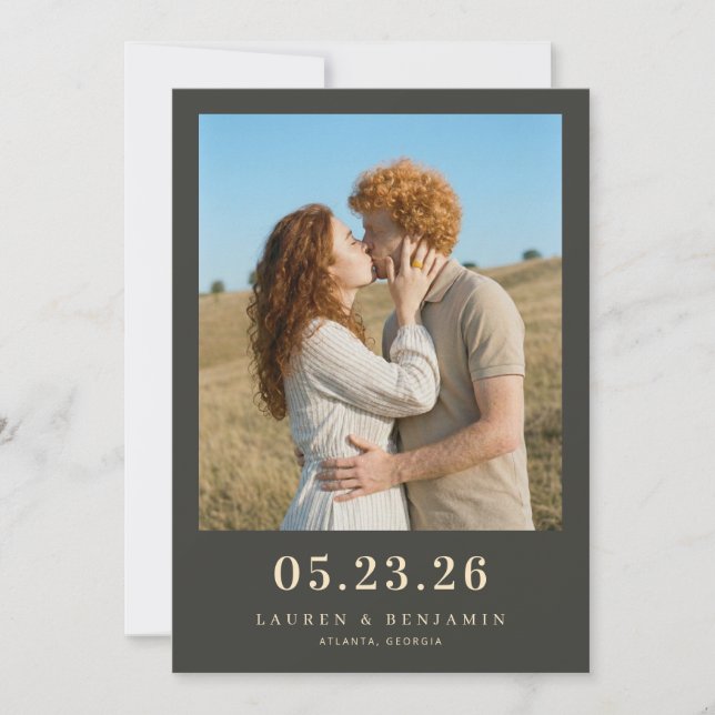 Romantisches Blau-Foto Save The Date (Vorderseite)