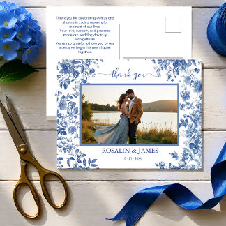 Romantisches Blau Toile QR-Code Foto Danke Postkarte