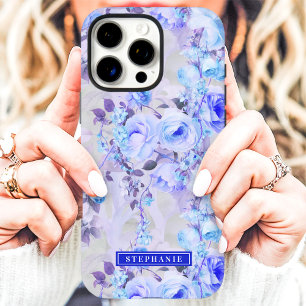 Romantisches Blau und Lavendel Blumenname iPhone 16 Pro Max Hülle