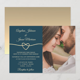 Romantisches blaues Foto-Hochzeit Einladung