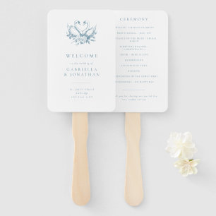 Romantisches blaues Vintage-Schwan-Hochzeitsprogra Fächer