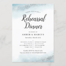 Romantisches Blue Ombre Hochzeitsessen Probe
