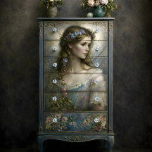 Romantisches Blumen-Frauenportrait Decoupage