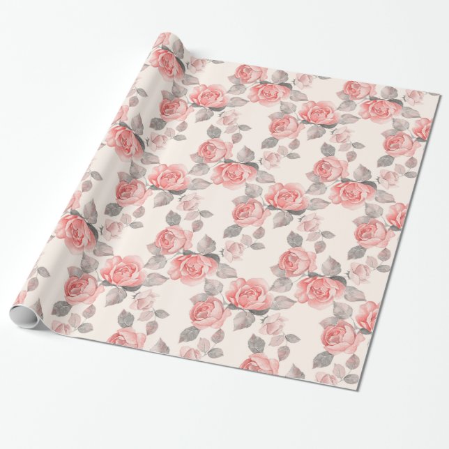Romantisches Blumenmuster 8 Geschenkpapier (Ungerollt)