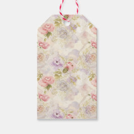 Romantisches Blumenpapier für Wasserfarben - Elega Geschenkanhänger