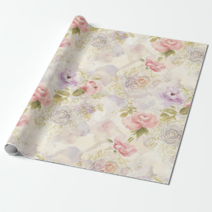 Romantisches Blumenpapier für Wasserfarben - Elega Geschenkpapier