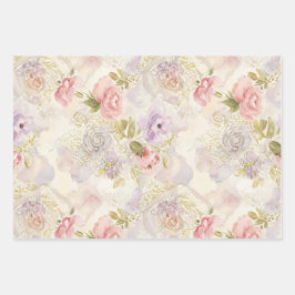 Romantisches Blumenpapier für Wasserfarben - Elega Geschenkpapier Set
