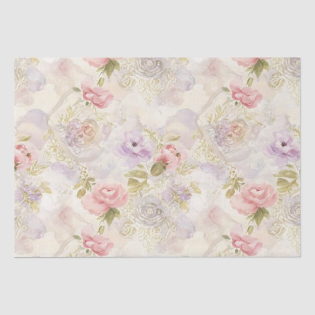Romantisches Blumenpapier für Wasserfarben - Elega Seidenpapier (Vorderseite)